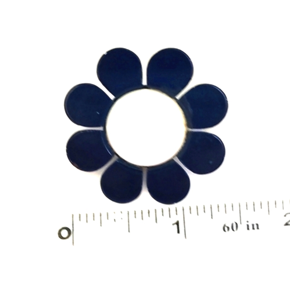 VINTAGE BLUE PAINTED METAL WHITE GLASS STONE DAISY FLORAL POST 1.4" EARRINGS - Picture 7 of 9